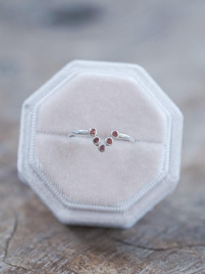 V-shaped Five Garnet Nesting Ring - Gardens of the Sun | Ethical Jewelry