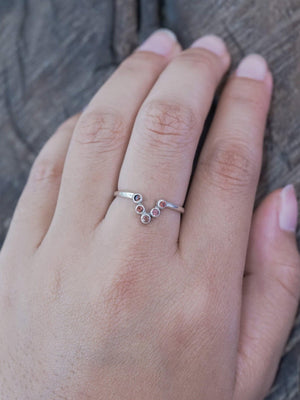 V-shaped Five Garnet Nesting Ring - Gardens of the Sun | Ethical Jewelry