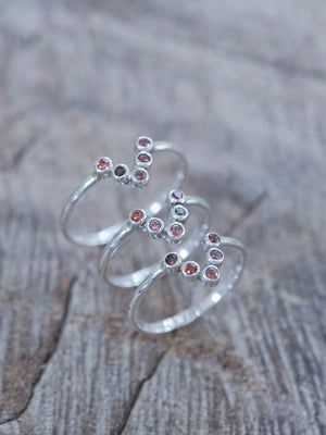 V-shaped Five Garnet Nesting Ring - Gardens of the Sun | Ethical Jewelry