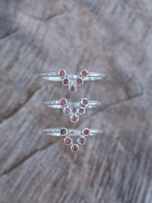 V-shaped Five Garnet Nesting Ring - Gardens of the Sun | Ethical Jewelry