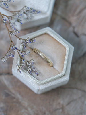 Wabi Sabi Wedding Band in Yellow Gold - Gardens of the Sun | Ethical Jewelry