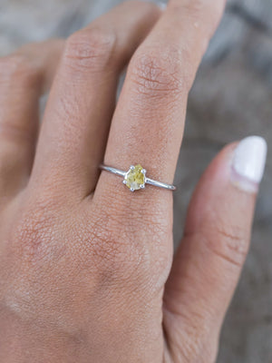 Yellow Pear Diamond Ring in White Gold - Gardens of the Sun | Ethical Jewelry