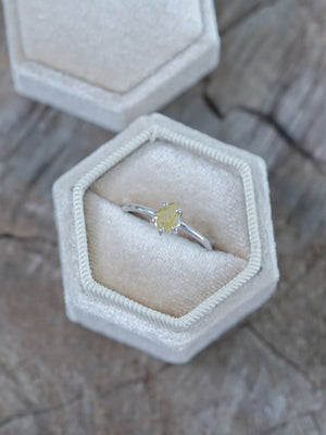 Yellow Pear Diamond Ring in White Gold - Gardens of the Sun | Ethical Jewelry