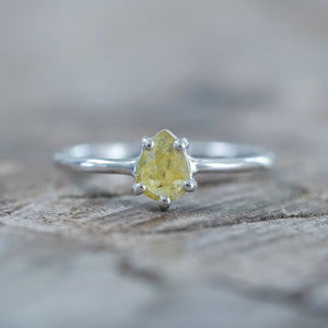 Yellow Pear Diamond Ring in White Gold - Gardens of the Sun | Ethical Jewelry