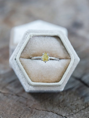 Yellow Pear Diamond Ring in White Gold - Gardens of the Sun | Ethical Jewelry