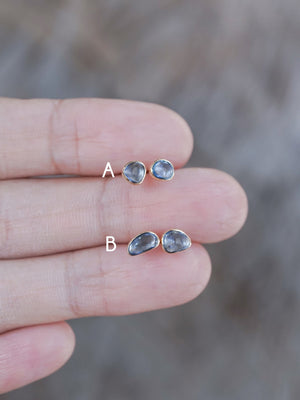 Yogo Sapphire Earrings in Ethical Gold - Gardens of the Sun | Ethical Jewelry