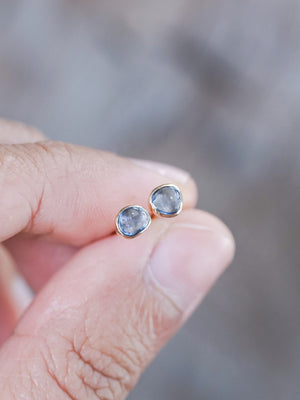 Yogo Sapphire Earrings in Ethical Gold - Gardens of the Sun | Ethical Jewelry