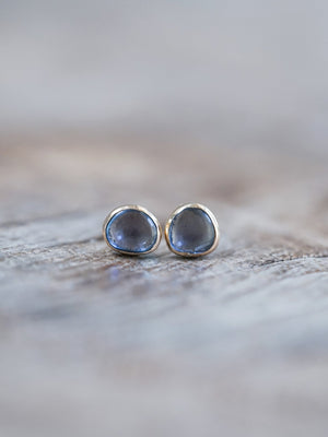 Yogo Sapphire Earrings in Ethical Gold - Gardens of the Sun | Ethical Jewelry