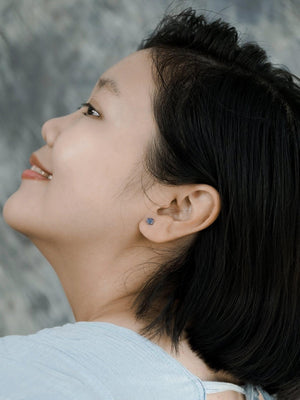 Yogo Sapphire Flower Earrings in Ethical Gold - Gardens of the Sun | Ethical Jewelry