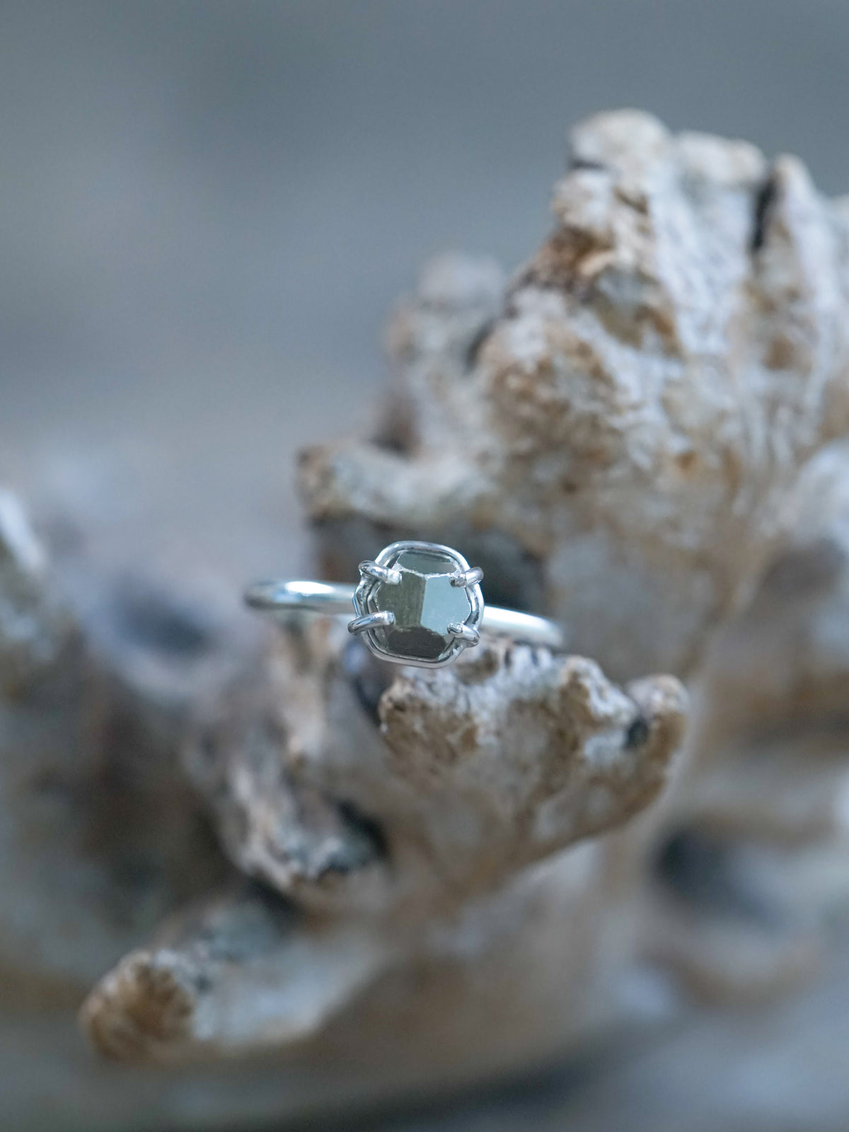 A Pyrite Crystal Ring in sterling silver