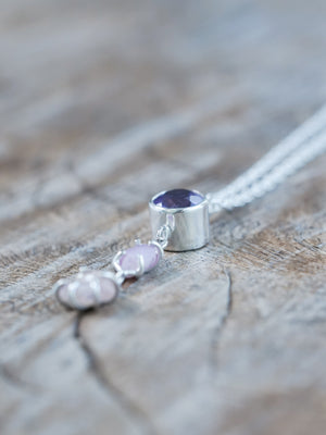 Amethyst and Raw Sapphire Chain Necklace