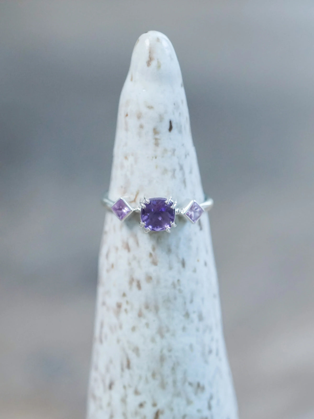 Amethyst and Sapphire Ring in Recycled Sterling Silver