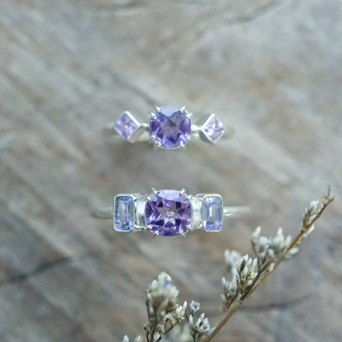 Amethyst and Sapphire Ring - size 6 & 11