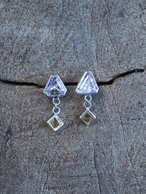 Ametrine Stud Earrings in recycled sterling silver