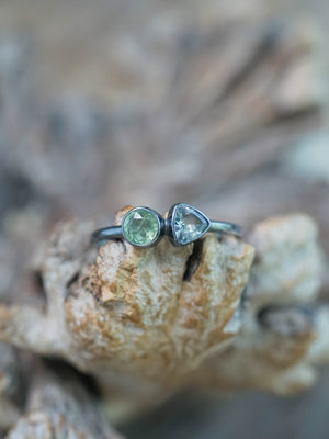 Apatite and Tanzanite Ring in sterling silver