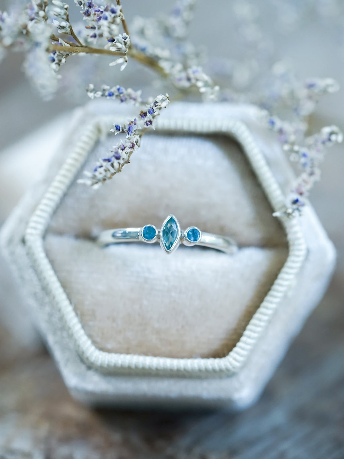 Apatite and Aquamarine Ring - Gardens of the Sun | Ethical Jewelry