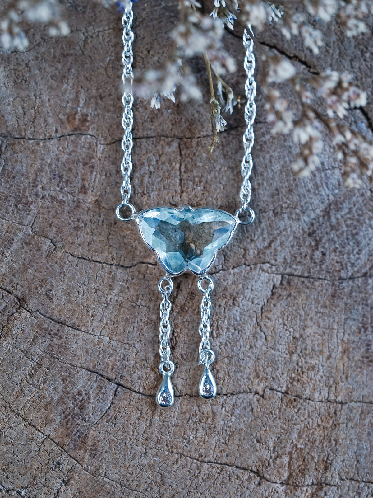 Aquamarine Butterfly Necklace
