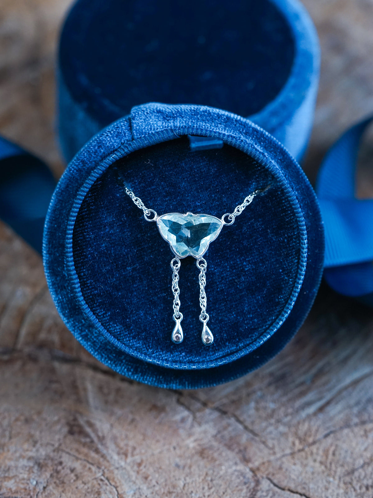 Aquamarine Butterfly Necklace