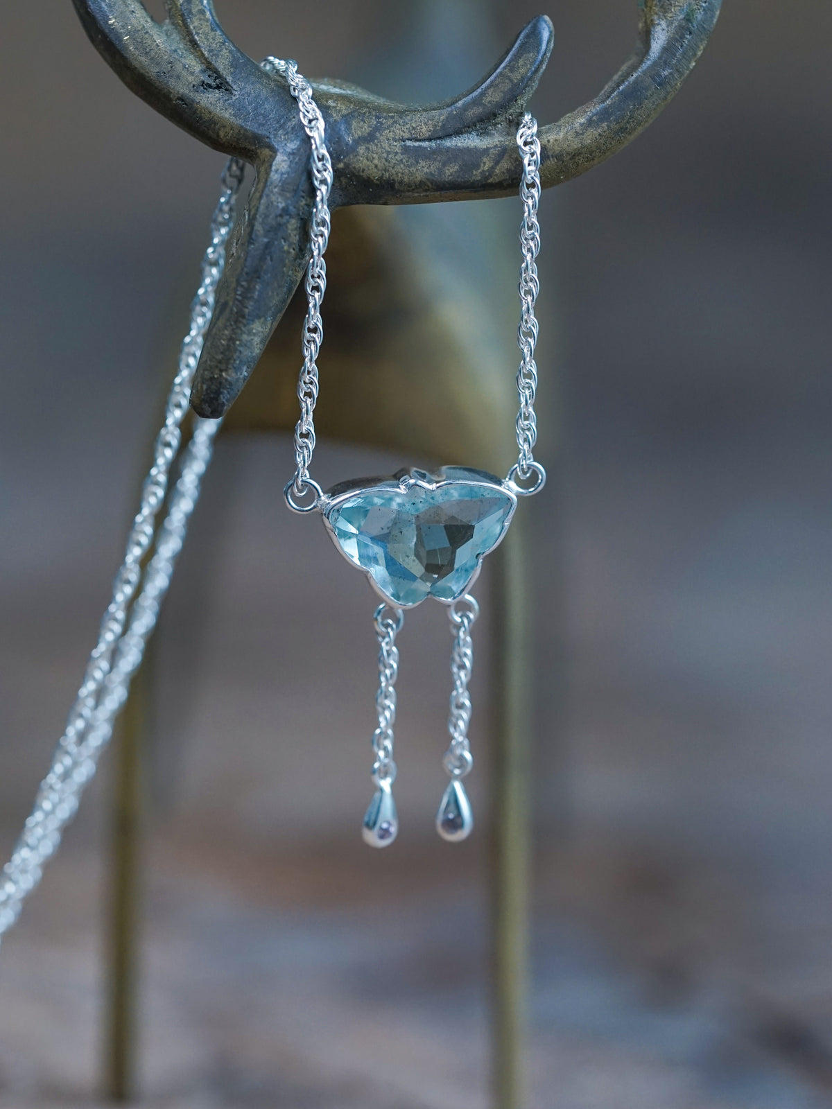 Aquamarine Butterfly Necklace
