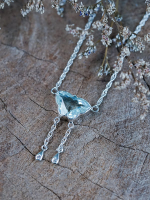 Aquamarine Butterfly Necklace Recycled Sterling Silver