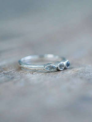 Aquamarine, Moonstone and Labradorite Ring