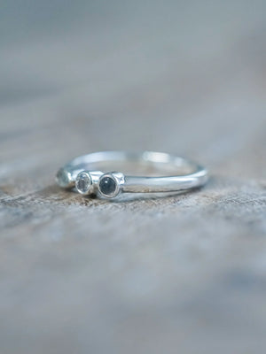 Aquamarine, Moonstone and Labradorite Ring