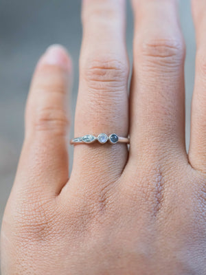 Aquamarine, Moonstone and Labradorite Ring