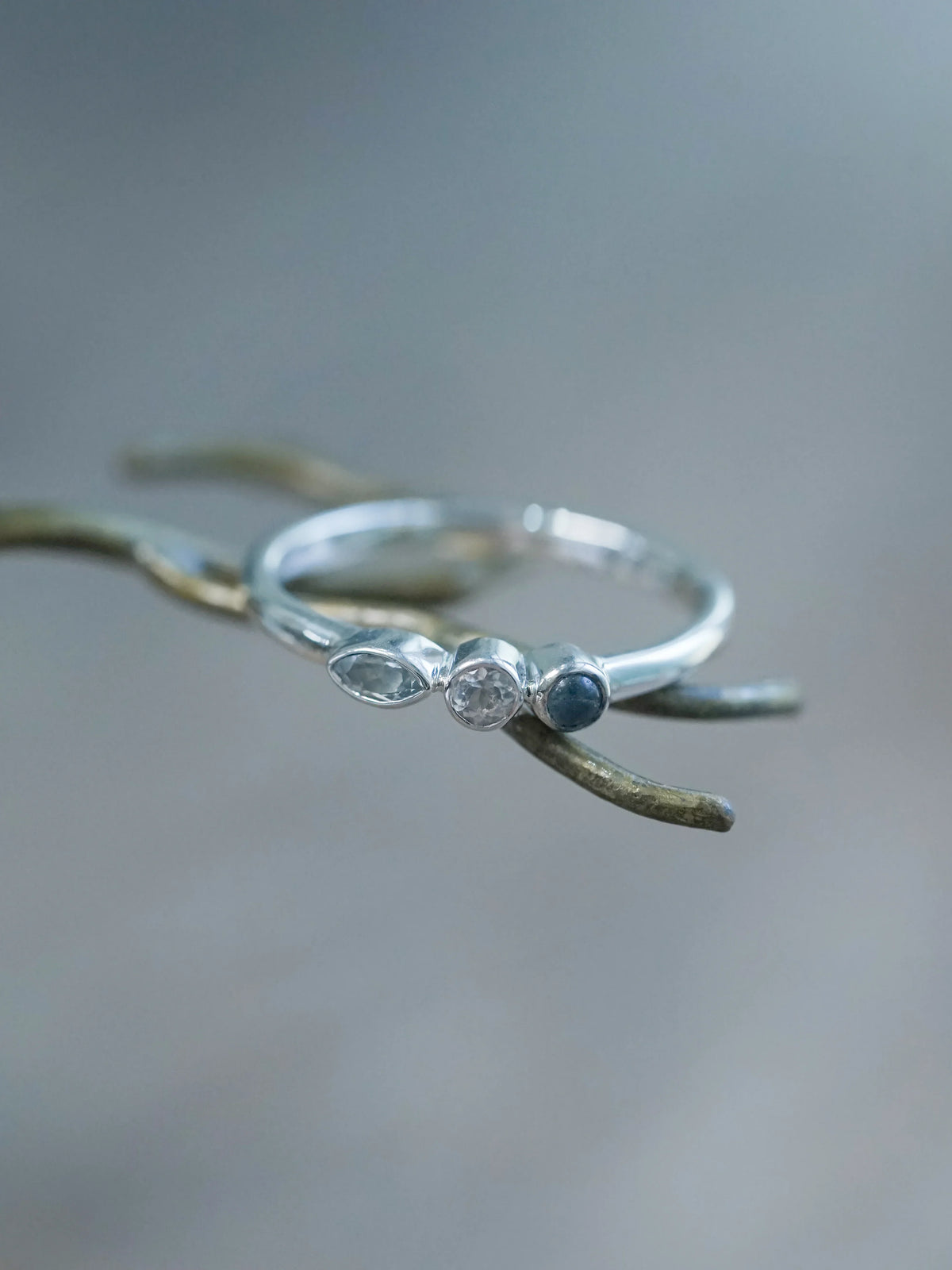 Aquamarine, Moonstone and Labradorite Ring