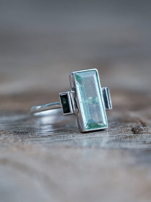 Aquamarine and Tourmaline Ring