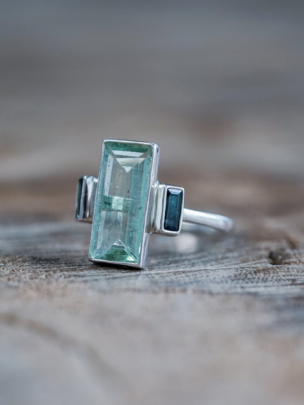 Aquamarine and Tourmaline Ring