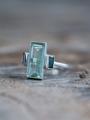 Aquamarine and Tourmaline Ring