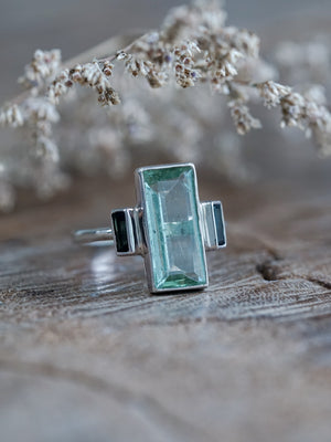 Aquamarine and Tourmaline Ring
