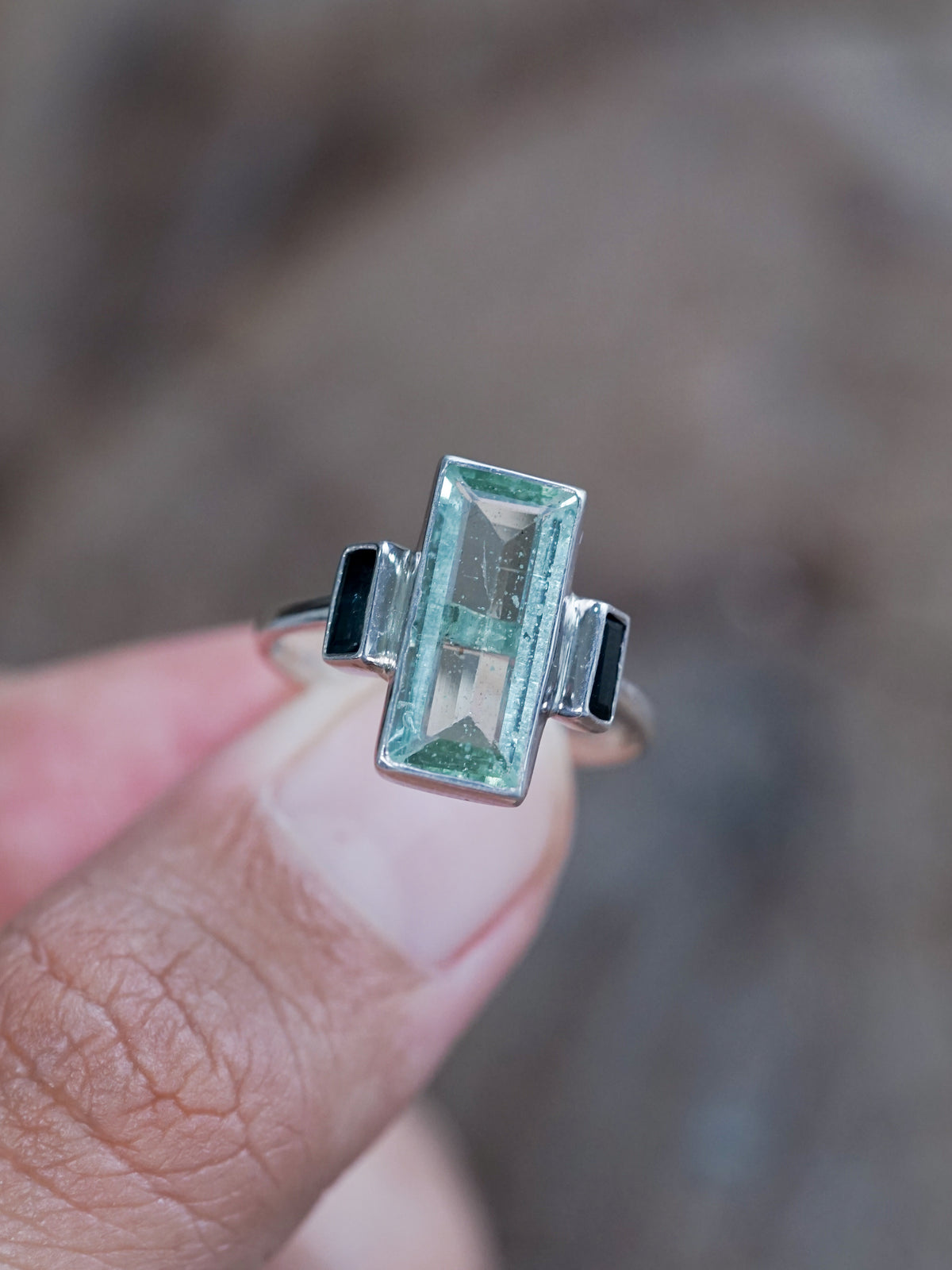 Aquamarine and Tourmaline Ring