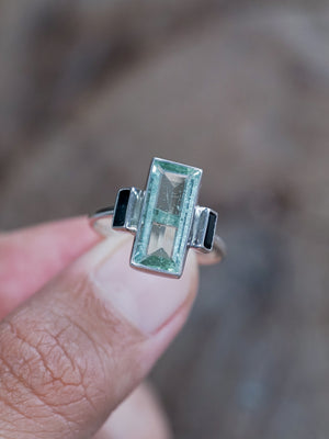 Aquamarine and Tourmaline Ring