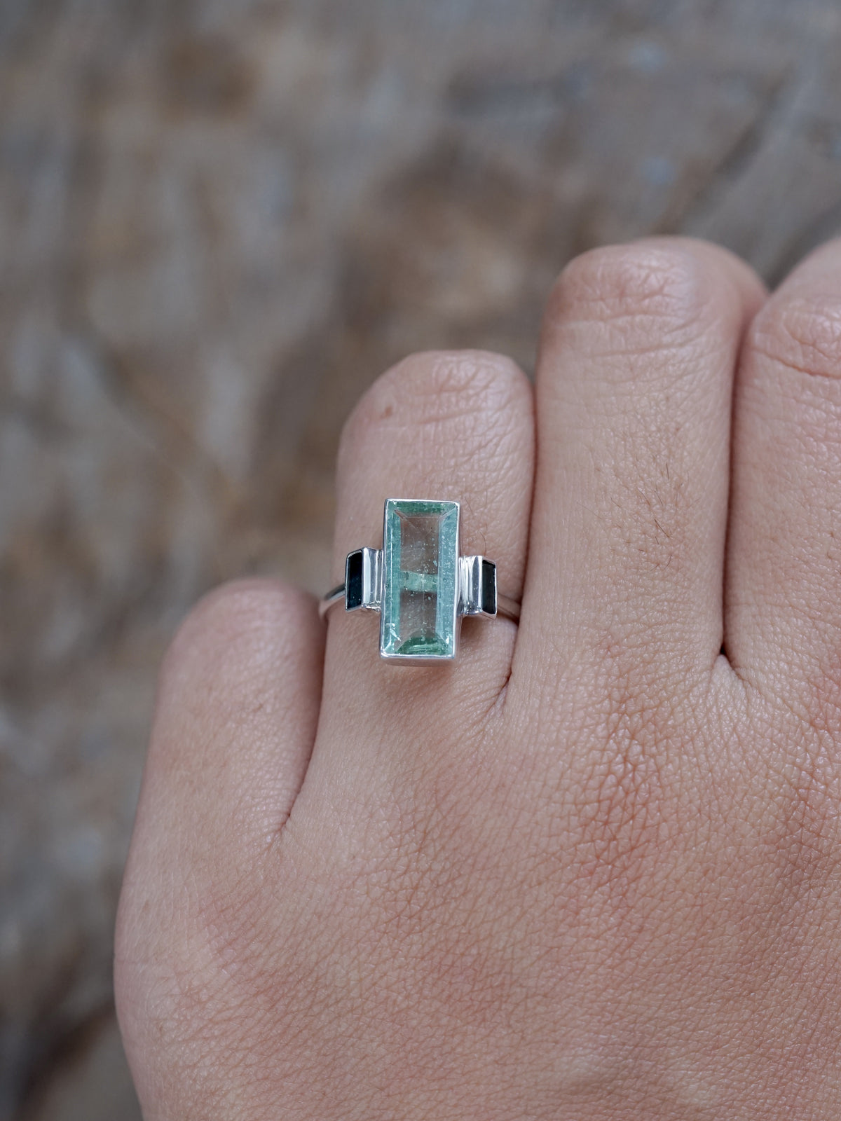 Aquamarine and Tourmaline Ring