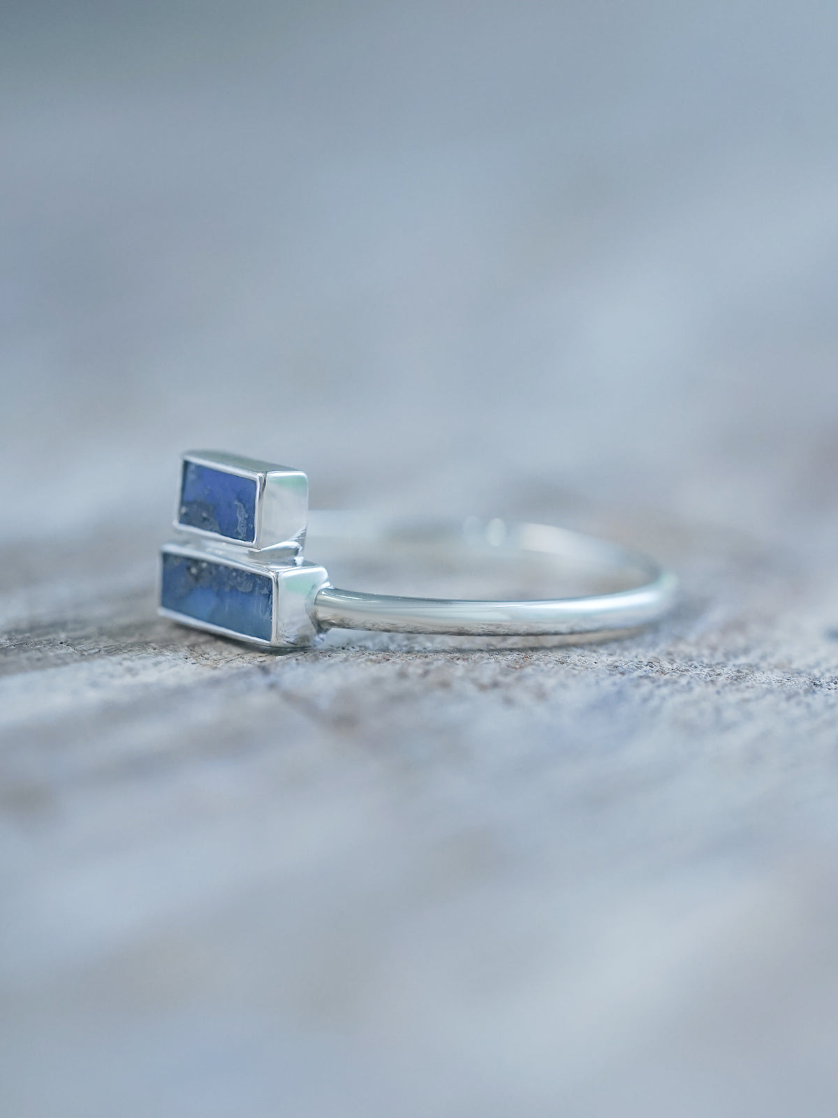 Available Stacked Opal Ring in recycled sterling silver size 10