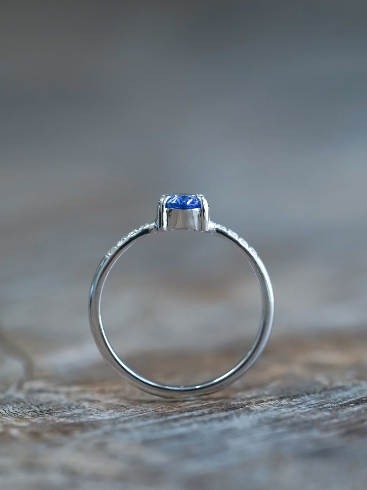 Bicolor Blue Sapphire Ring in White Gold - Ethical Jewelry | Gardens of the Sun