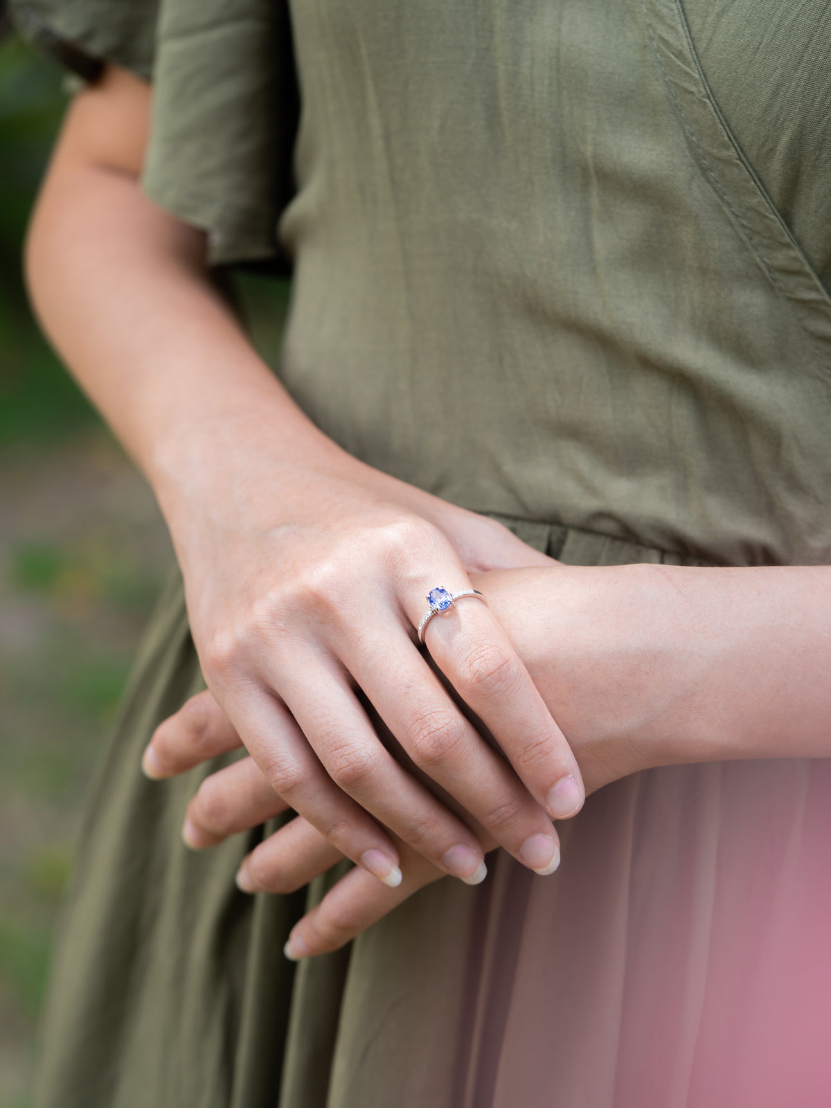 Bicolor Blue Sapphire Ring in White Gold - Size 6.75 - Gardens of the Sun | Ethical Jewelry