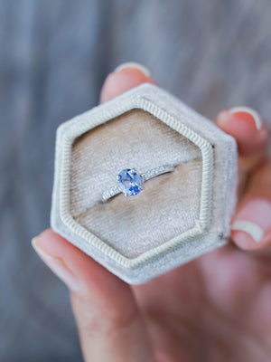 Bicolor Blue Sapphire Ring in White Gold - Ethical Jewelry | Gardens of the Sun