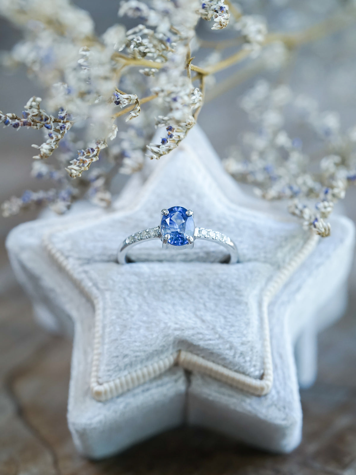 Bicolor Blue Sapphire Ring in White Gold - Ethical Jewelry | Gardens of the Sun