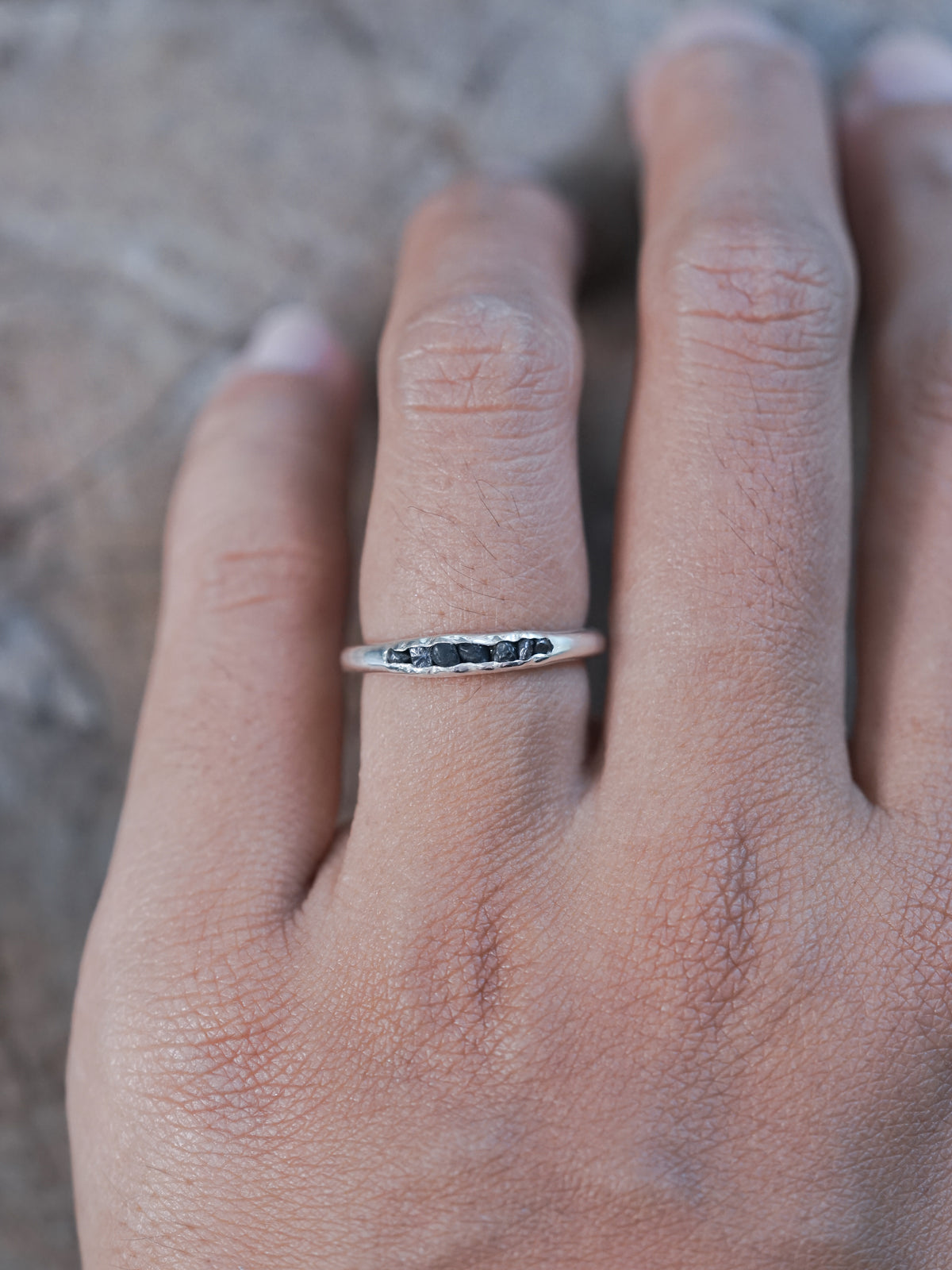 Black Hematite Ring with Hidden Gems - Gardens of the Sun | Ethical Jewelry