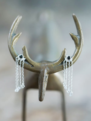 Black Spinel and Diamond Slice Earrings