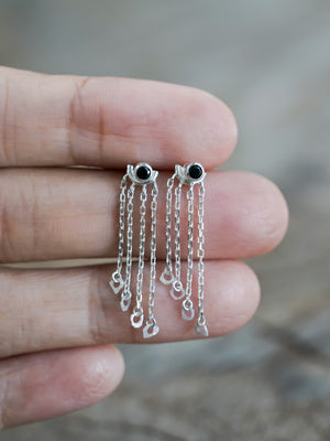 Black Spinel and Diamond Slice Earrings