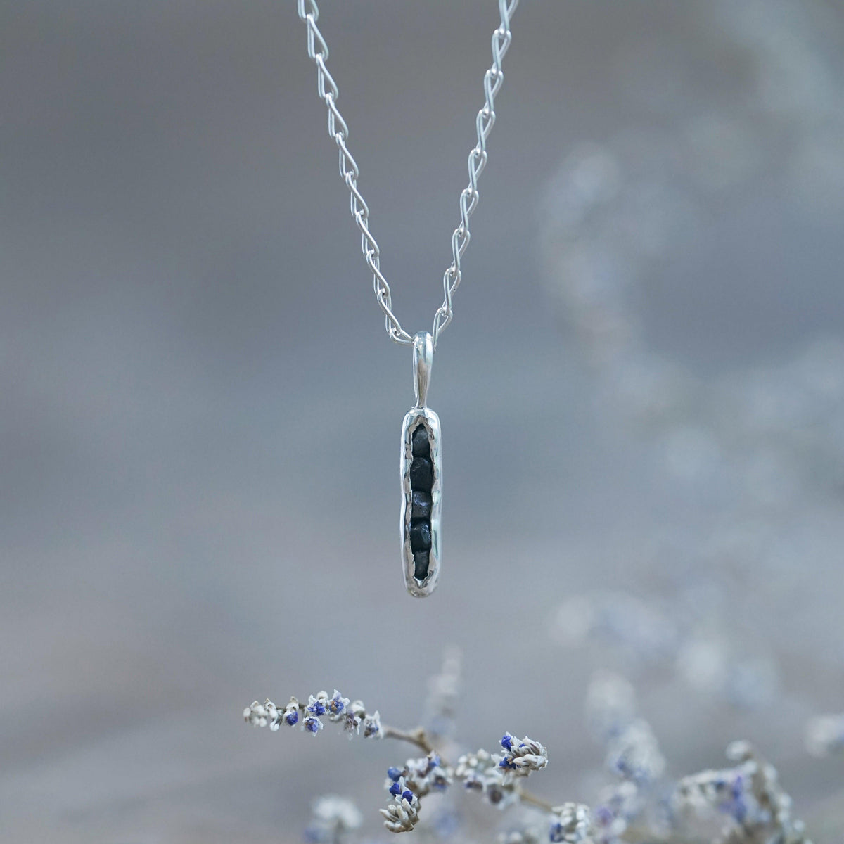 Black Hematite Necklace with Hidden Gems