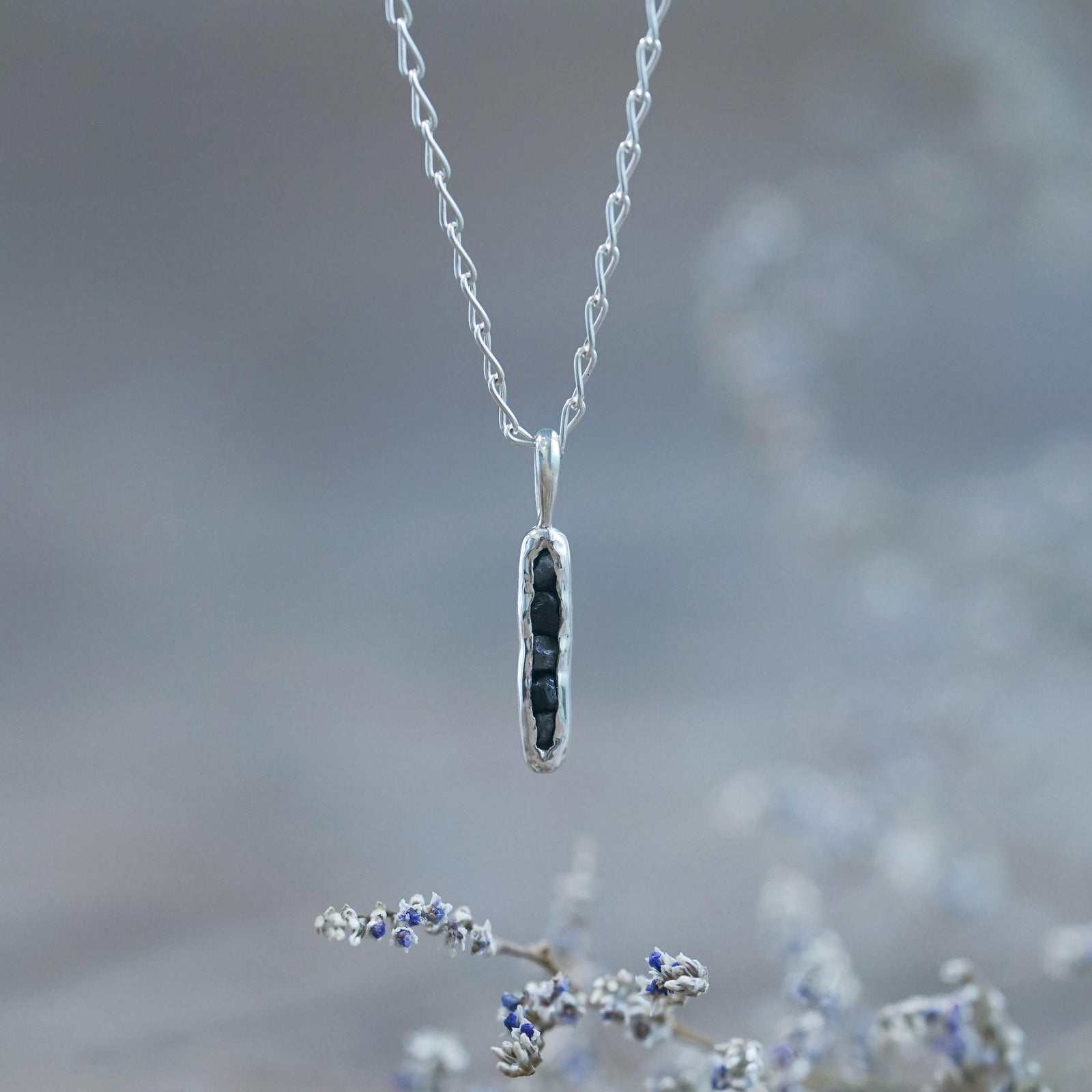 Black Hematite Necklace with Hidden Gems
