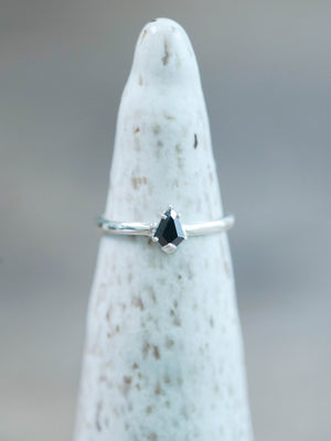 Black Shield cut diamond ring