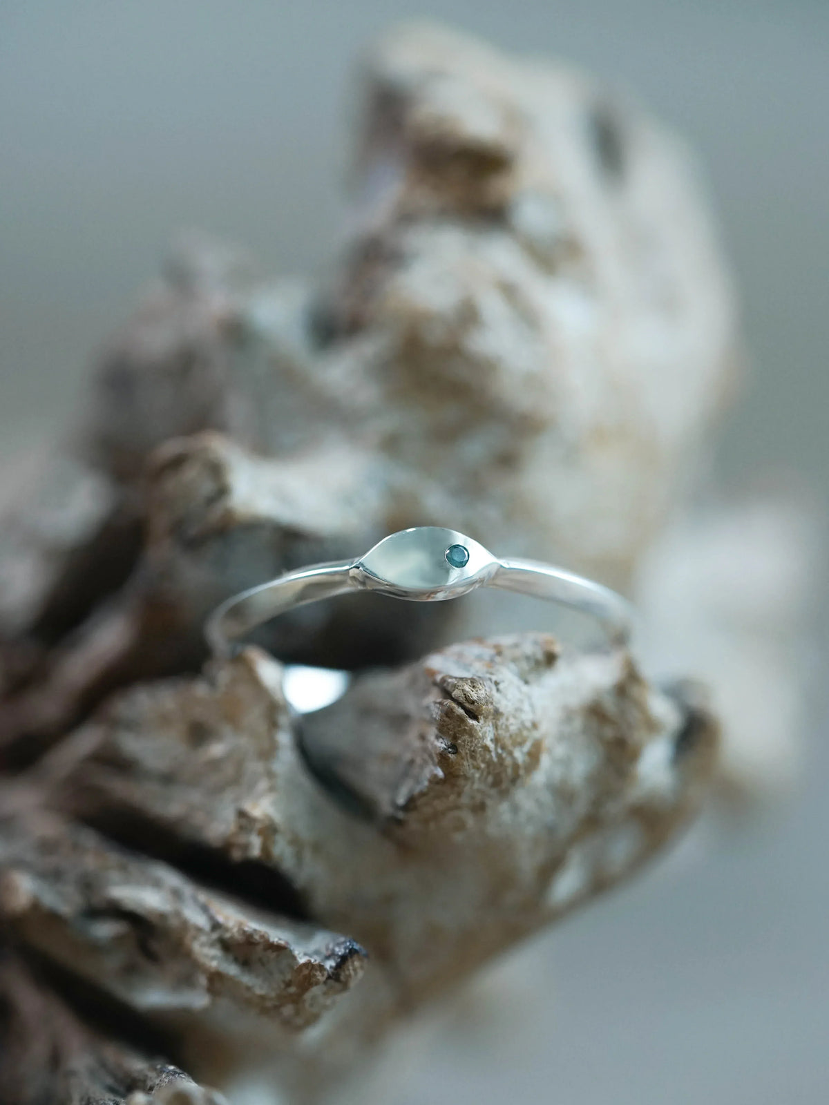Blue Diamond Signet Ring in Silver