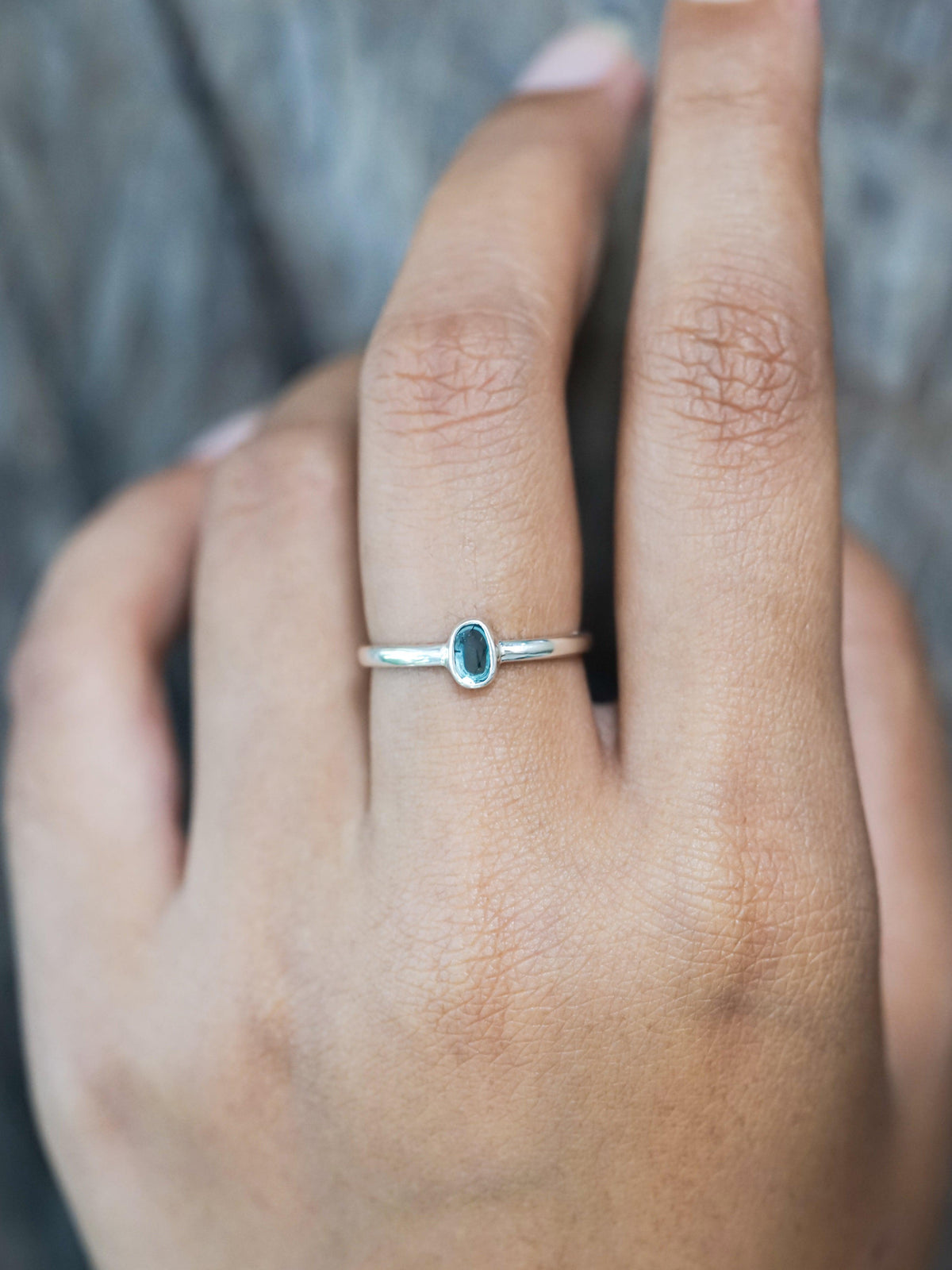 Small blue online diamond ring