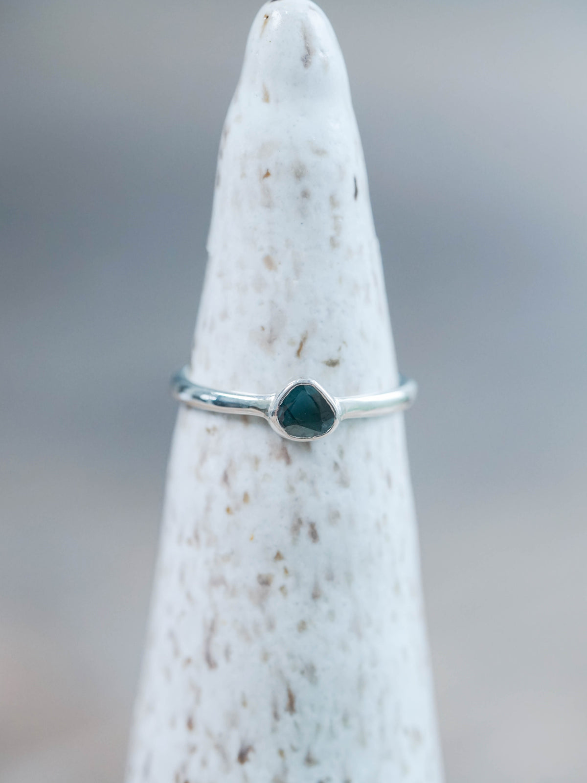 Blue Diamond Slice Ring in Silver