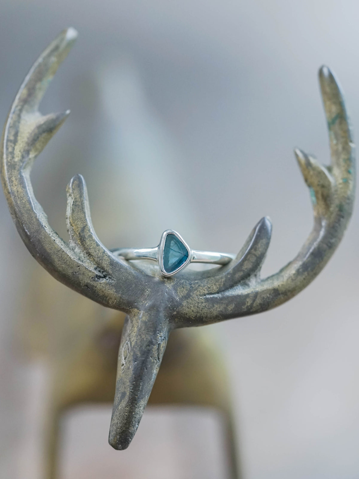 Blue Diamond Slice Ring in Silver